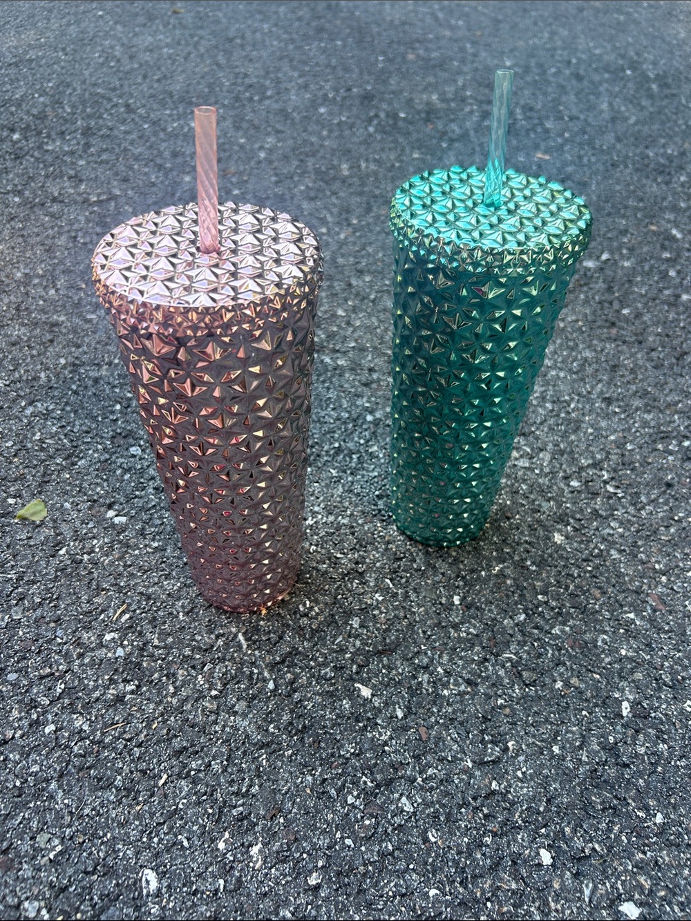 Holiday Time Iridescent Studded Tumblers in Pink and Teal - Set of 2